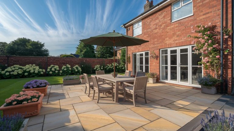 Indian Sandstone Paving and Patios Installation In Willows Green